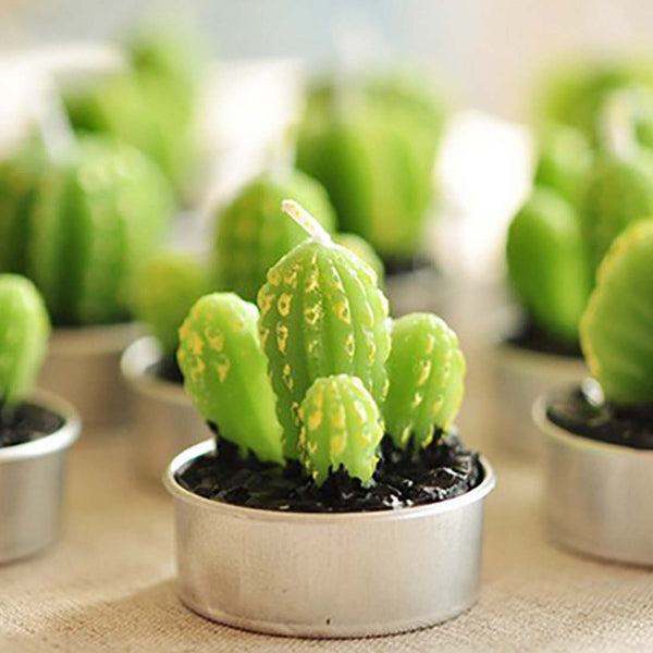 Artificial Green Plants Candle Decoration Cactus Candles